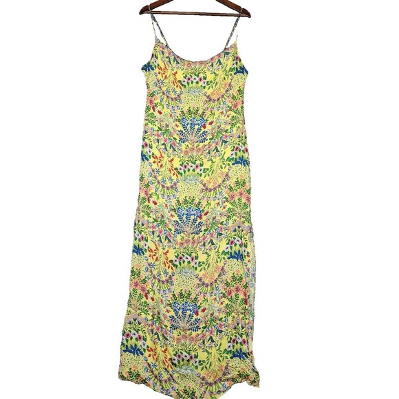 Alice + Olivia Dresses & Skirts - Alice + Olivia Maxi Dress Women 10 Yellow Multi Floral Side Slit Spaghetti Strap